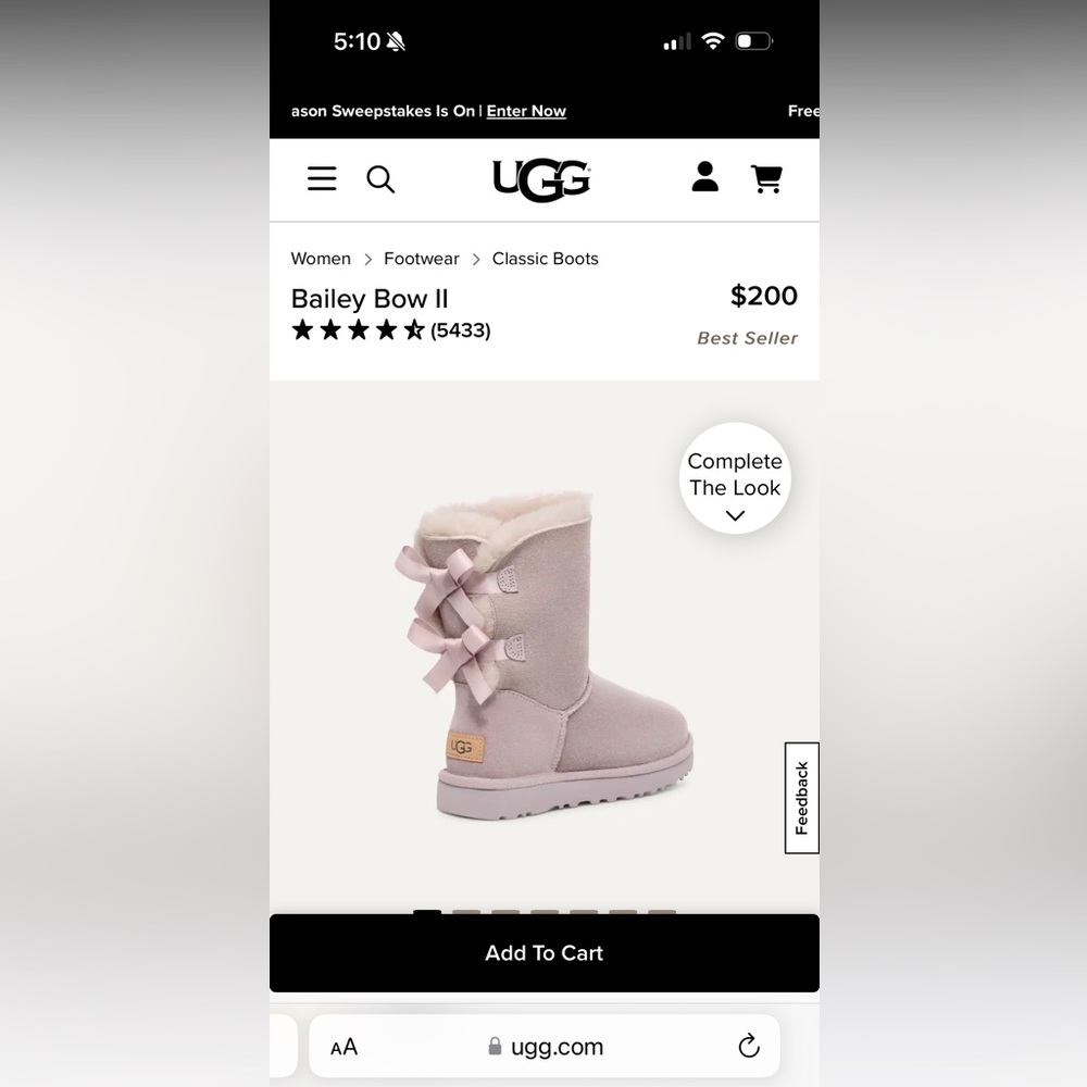 NEW without the box UGG Boots in pinkish/purple color Bailey Bow II size US 7